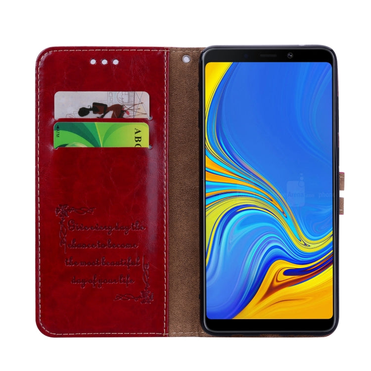 Funda de cuero con tapa horizontal y textura de cera de aceite para Samsung Galaxy A9 (2018) / A9s, con soporte, ranuras para tarjetas y billetera. Para Galaxy A9 (2018) / A9s.