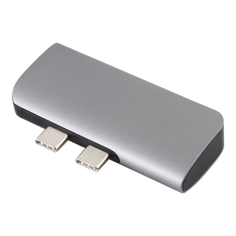 Double USB-C / Type-C to PD Port + USB 3.0 + HDMI Multifunctional Extension HUB Adapter