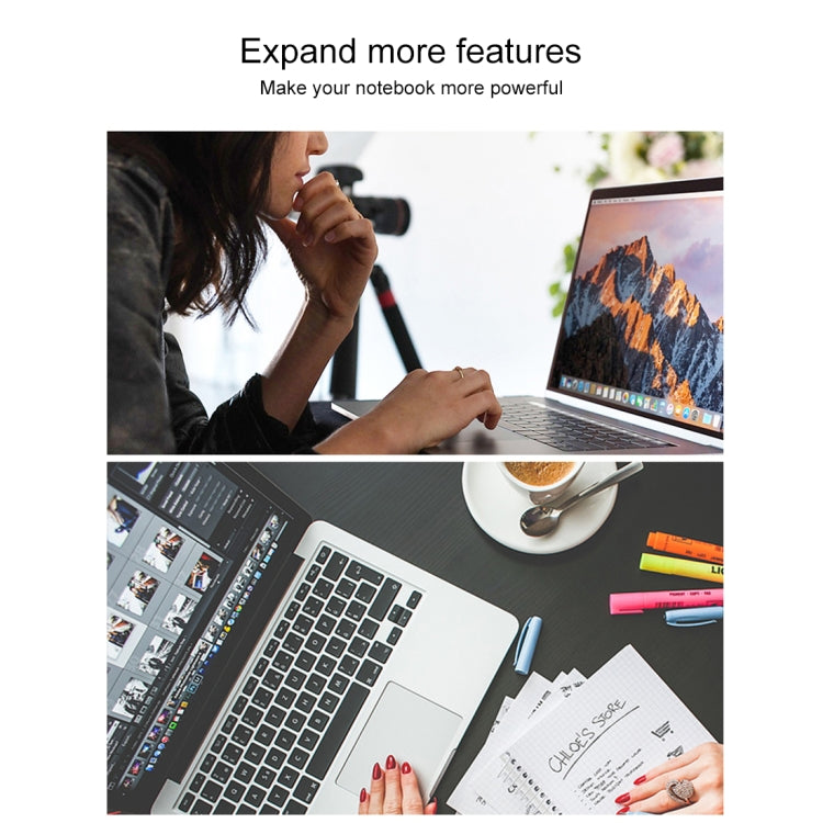 Double USB-C / Type-C to PD Port + USB 3.0 + HDMI Multifunctional Extension HUB Adapter