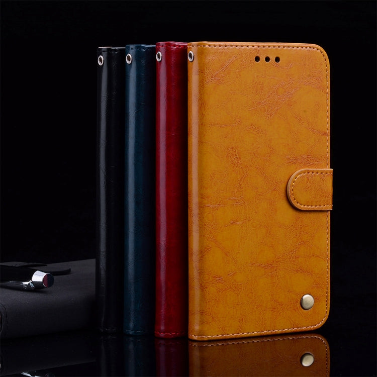 Business Style Oil Wax Texture Horizontal Flip Leather Case for Galaxy J4+, with Holder & Card Slots & Wallet