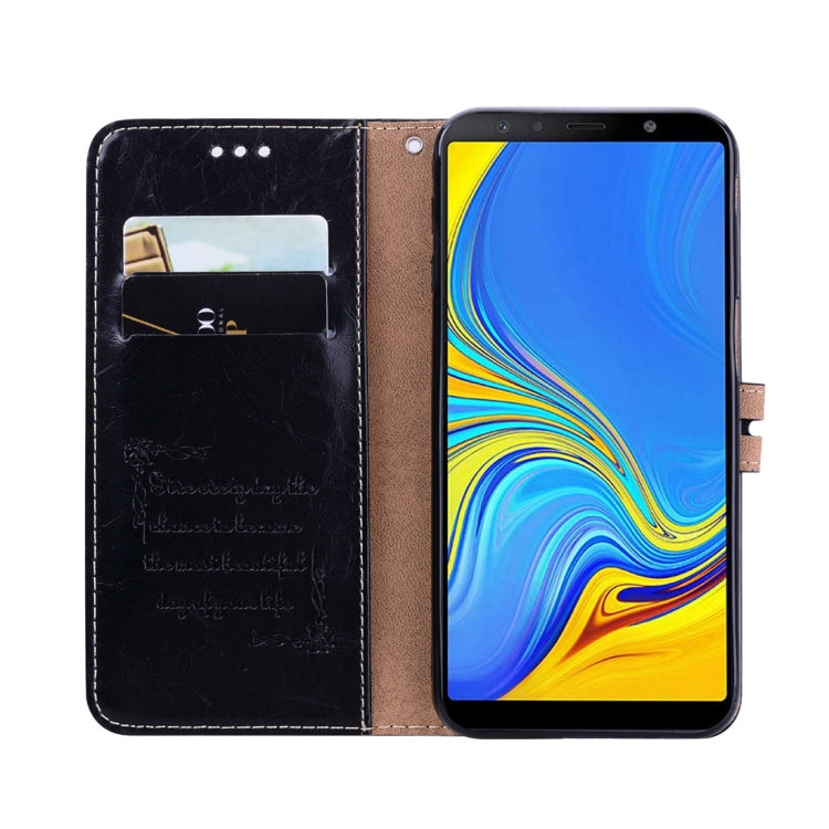 Business Style Oil Wax Texture Horizontal Flip Leather Case for Galaxy J6+, with Holder & Card Slots & Wallet, For Galaxy J6+