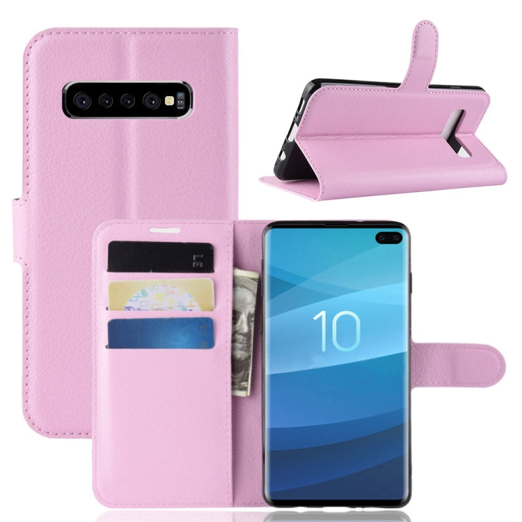 Litchi Texture Horizontal Flip Leather Case for Galaxy S10 6.1, with Wallet & Holder & Card Slots, Galaxy S10, For Galaxy S10