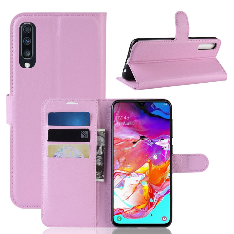 Litchi Texture Horizontal Flip Leather Case for Galaxy A70, with Wallet & Holder & Card Slots, For Galaxy A70