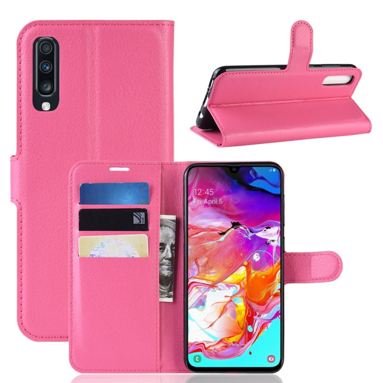 Litchi Texture Horizontal Flip Leather Case for Galaxy A70, with Wallet & Holder & Card Slots, For Galaxy A70