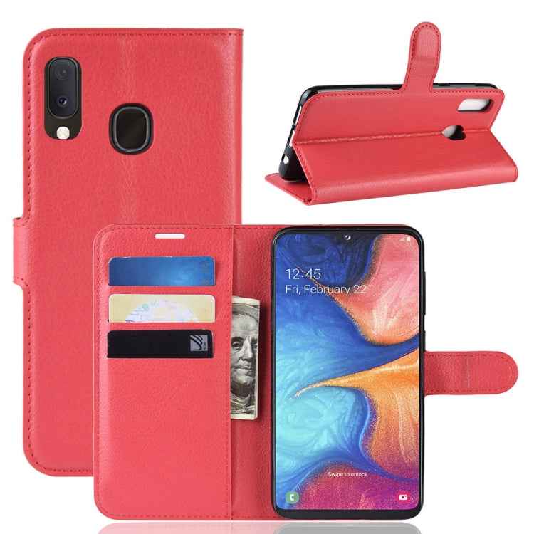 Litchi Texture Horizontal Flip Leather Case for Galaxy A20e, with Wallet & Holder & Card Slots