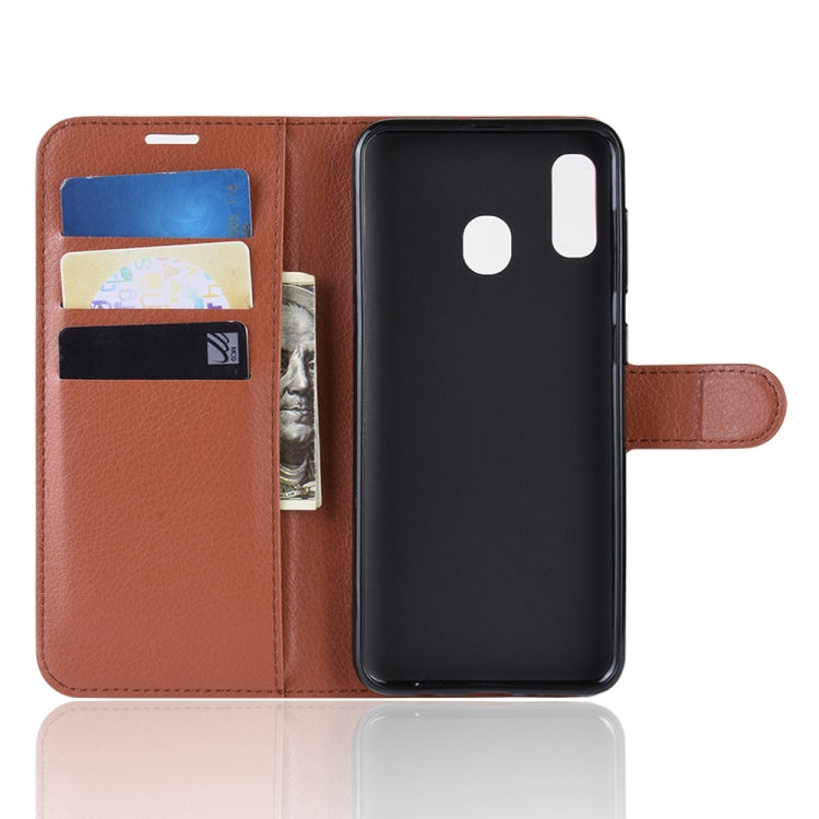 Litchi Texture Horizontal Flip Leather Case for Galaxy A20e, with Wallet & Holder & Card Slots