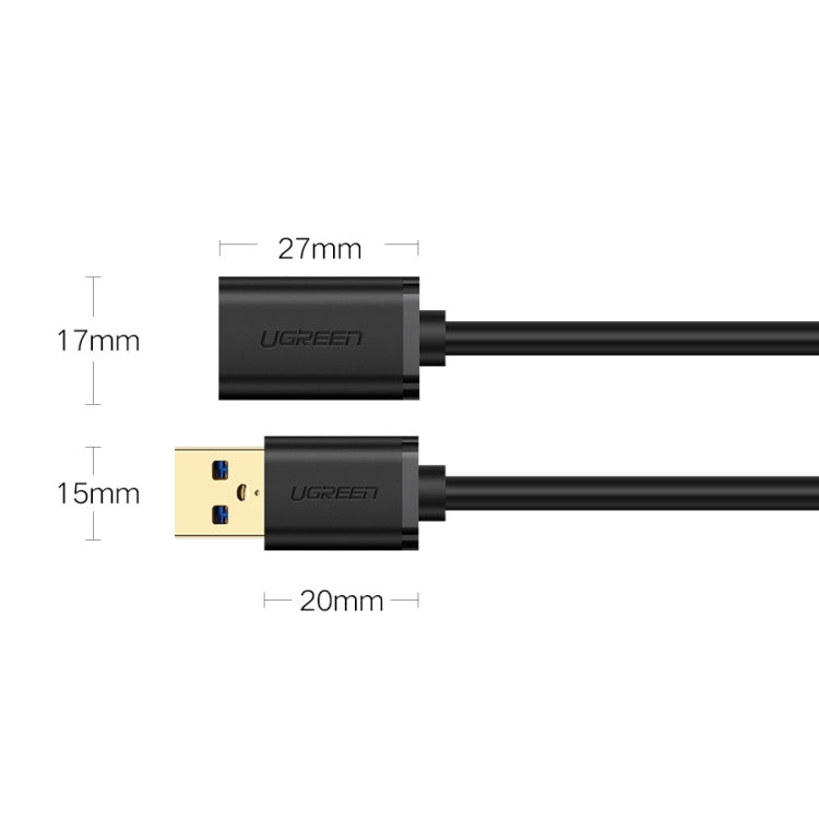 Ugreen 1m USB 3.0 Male to Female Data Sync Super Speed Transmission Extension Cord Cable, Length: 1m