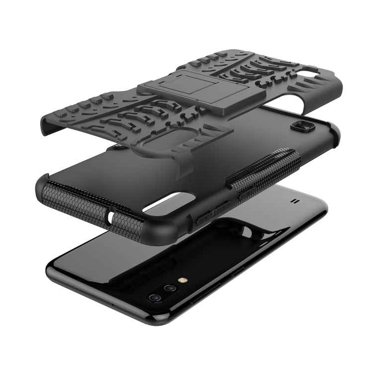 Shockproof PC + TPU Tire Pattern Case for Galaxy M10, with Holder