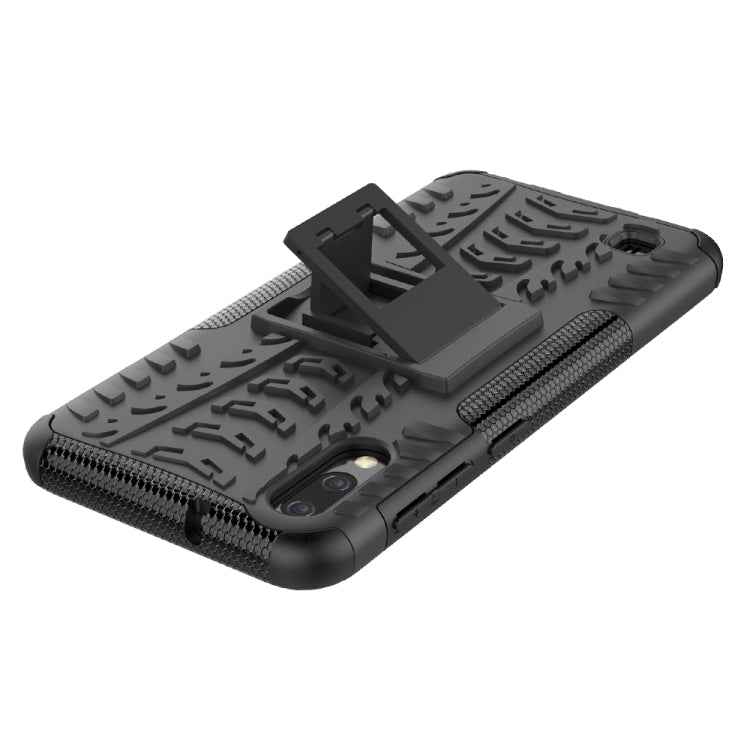 Shockproof PC + TPU Tire Pattern Case for Galaxy M10, with Holder