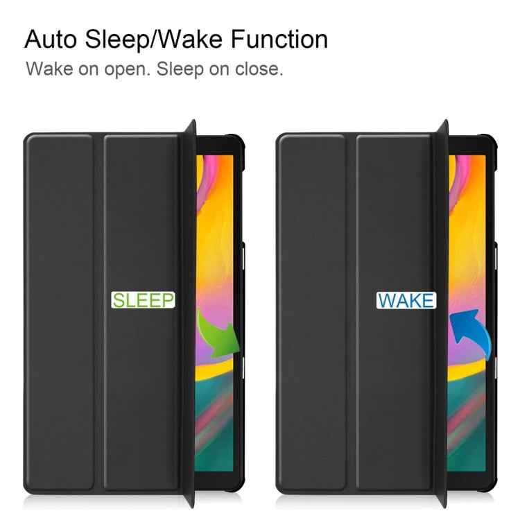 Custer Texture Horizontal Flip PU Leather Case for Galaxy Tab A 10.1 2019 (T515 / T510), with Three-folding Holder & Sleep / Wake-up Function, For Galaxy Tab A 10.1 2019 (T515 / T510)