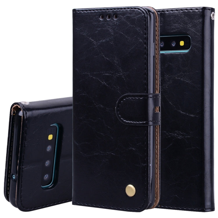Business Style Oil Wax Texture Horizontal Flip Leather Case for Galaxy S10, with Holder & Card Slots & Wallet