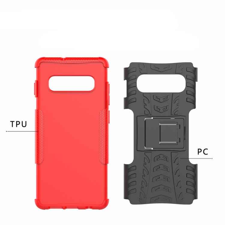 Tire Texture TPU+PC Shockproof Case for Galaxy S10+, with Holder