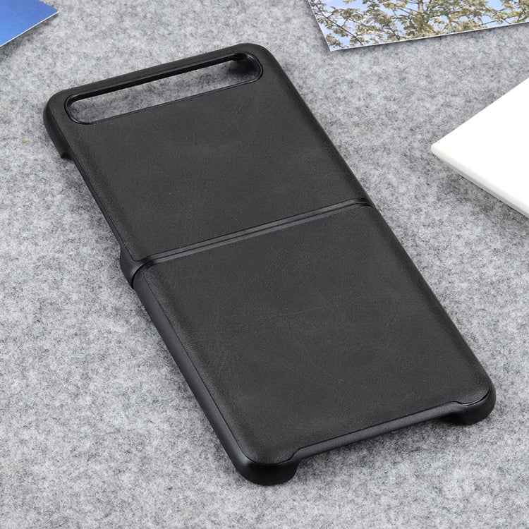 For Galaxy Z Flip Two-color Cow Leather Texture Folding Protective Case