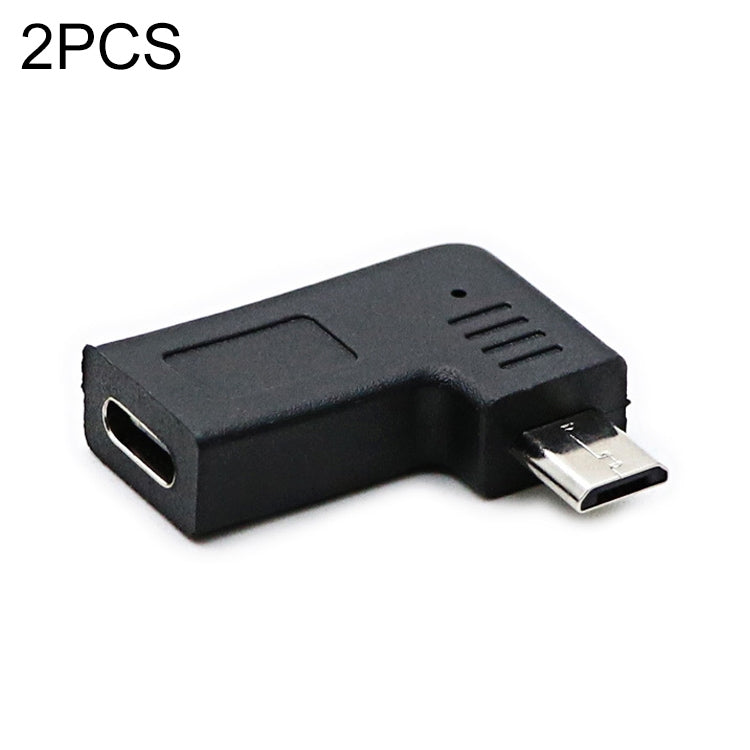 Adaptateur convertisseur coudé USB-C / Type-C femelle vers micro USB (angle droit / gauche) mâle 2 pièces
