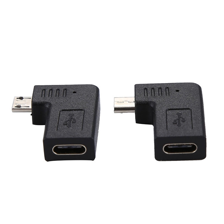Adaptateur convertisseur coudé USB-C / Type-C femelle vers micro USB (angle droit / gauche) mâle 2 pièces
