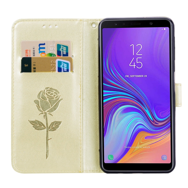 Rose Embossed Horizontal Flip PU Leather Case for Samsung Galaxy A7 (2018) , with Holder & Card Slots & Wallet