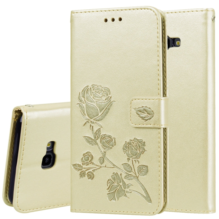 Rose Embossed Horizontal Flip PU Leather Case for Samsung Galaxy J4 Plus, with Holder & Card Slots & Wallet