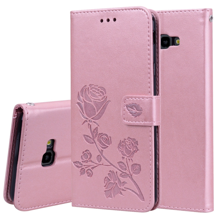 Rose Embossed Horizontal Flip PU Leather Case for Samsung Galaxy J4 Plus, with Holder & Card Slots & Wallet