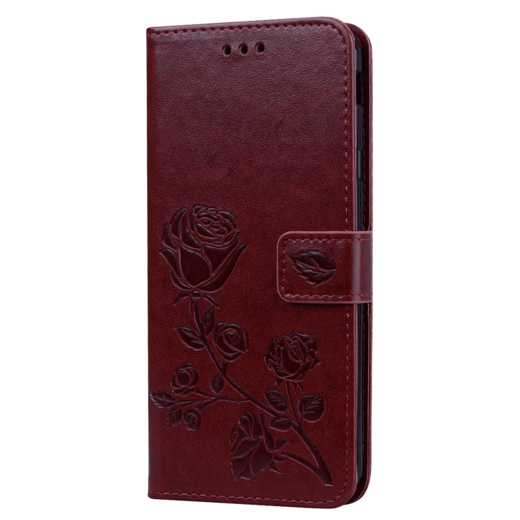 Rose Embossed Horizontal Flip PU Leather Case for Samsung Galaxy J4 Plus, with Holder & Card Slots & Wallet