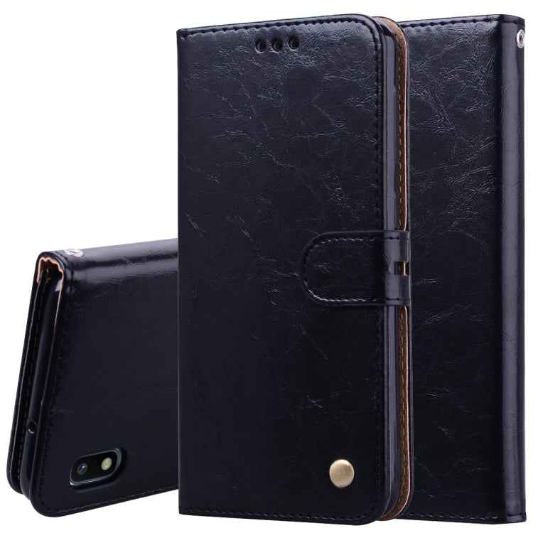 Business Style Oil Wax Texture Horizontal Flip Leather Case for Galaxy A10, with Holder & Card Slots & Wallet