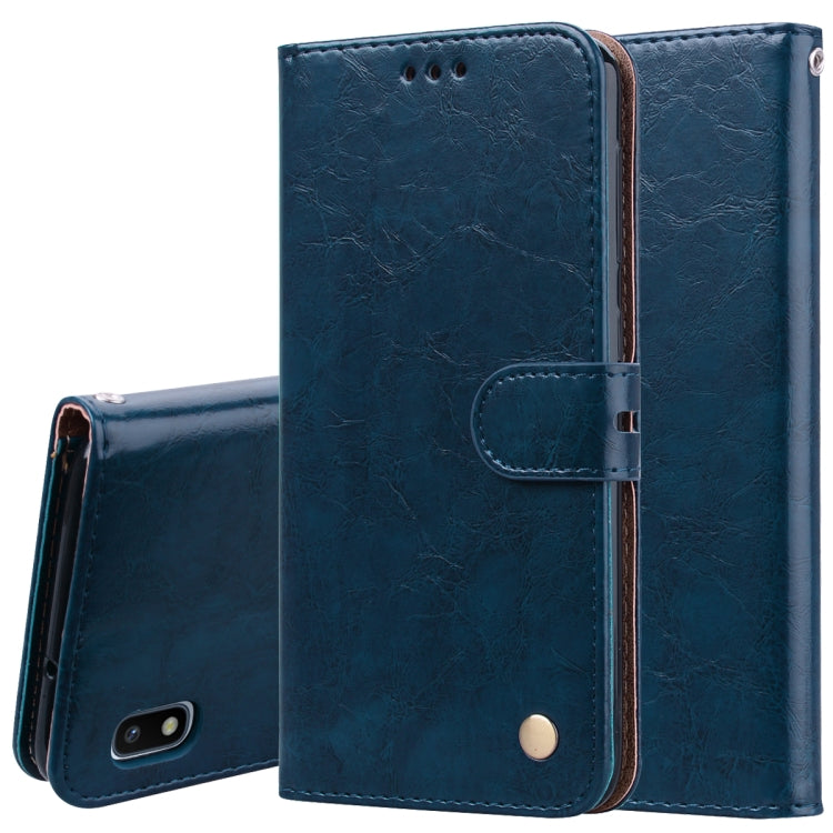 Business Style Oil Wax Texture Horizontal Flip Leather Case for Galaxy A10, with Holder & Card Slots & Wallet, For Galaxy A10