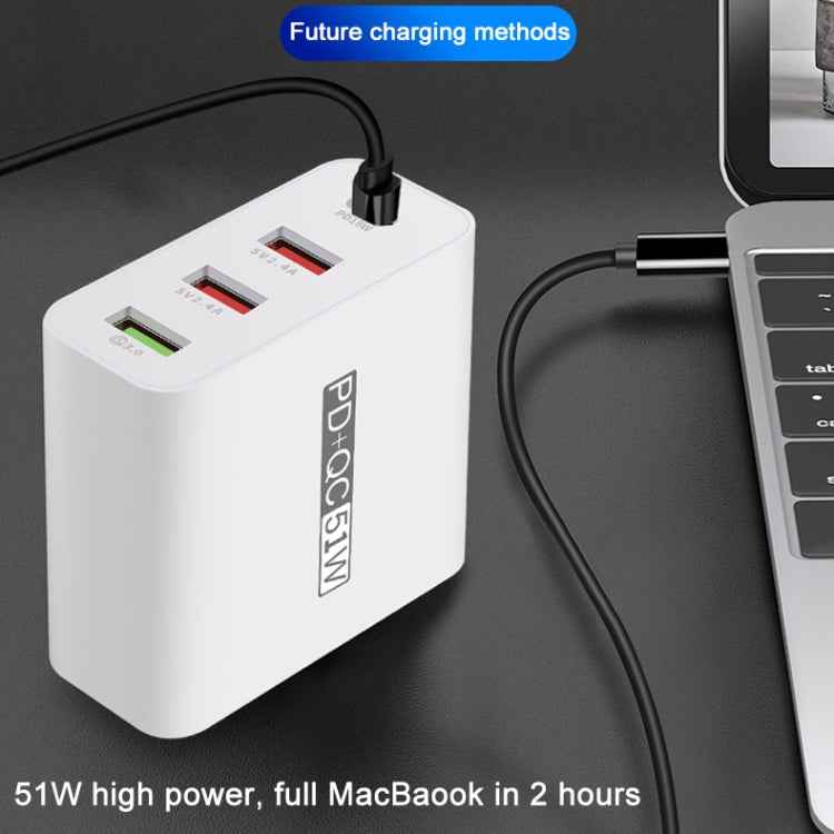 WLX-A6 4 Ports Quick Charging USB Travel Charger Power Adapter, US Plug