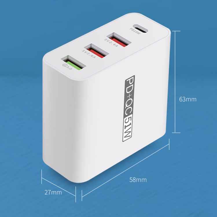 WLX-A6 4 Ports Quick Charging USB Travel Charger Power Adapter, US Plug