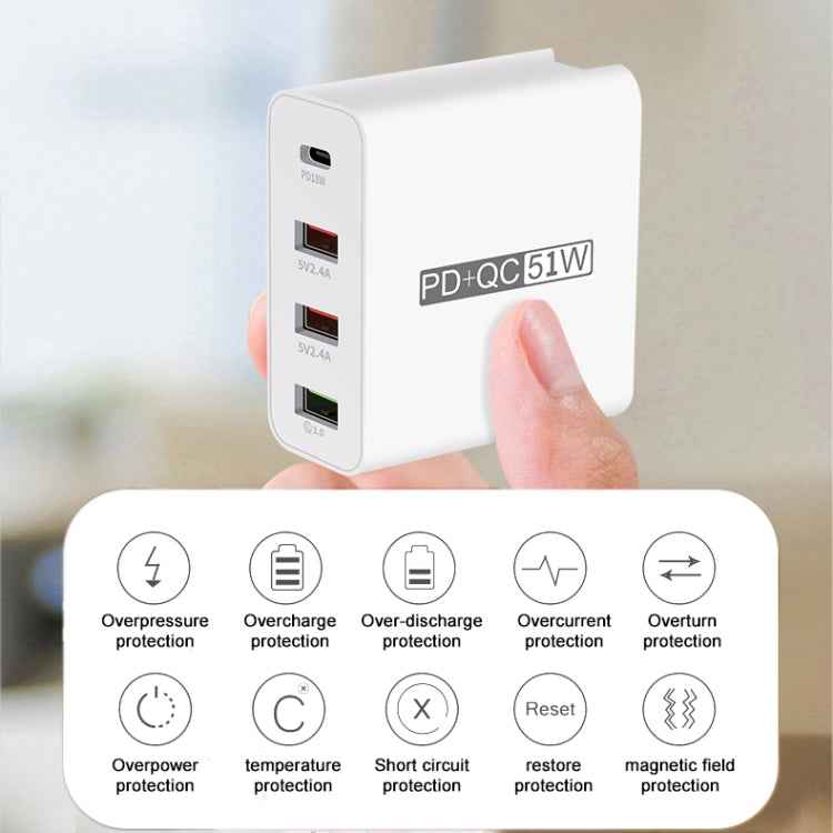 WLX-A6 4 Ports Quick Charging USB Travel Charger Power Adapter, AU Plug