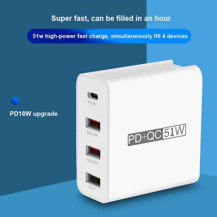 WLX-A6 4 Ports Quick Charging USB Travel Charger Power Adapter, AU Plug