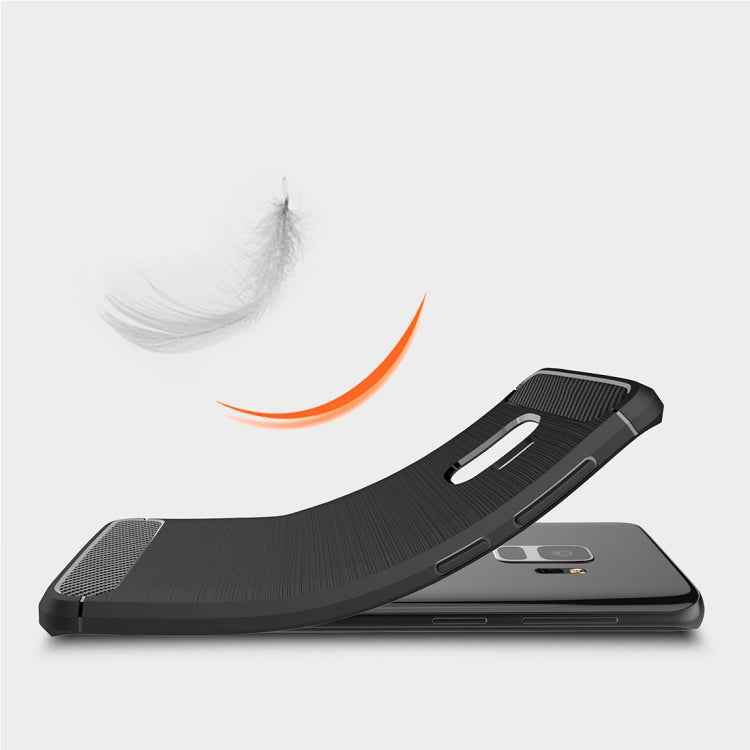 For Galaxy S9 Brushed Carbon Fiber Texture Soft TPU Anti-skip Protective Cover Back Case
