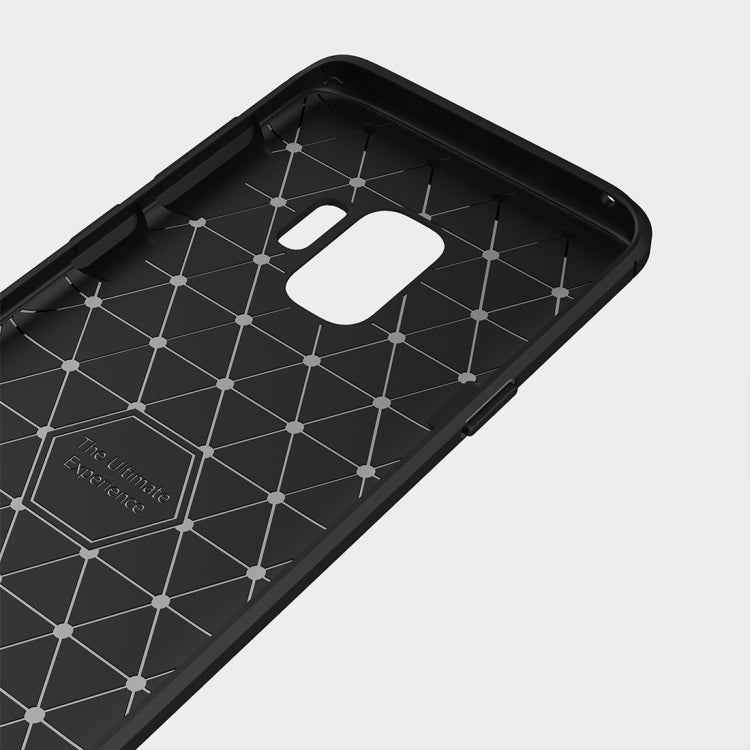 For Galaxy S9 Brushed Carbon Fiber Texture Soft TPU Anti-skip Protective Cover Back Case