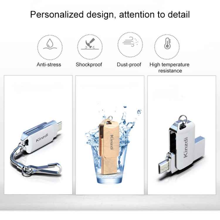 Kinzdi 32GB USB 2.0 Android Phone & Computer Dual-use Rotary Metal U Disk V8