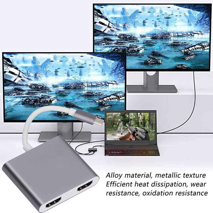 4K Ultra HD Dual HDMI Interface Output to USB-C / Type-C Adapter
