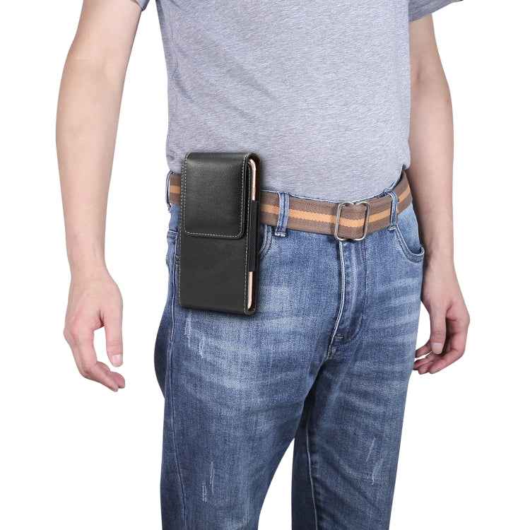 Men Lambskin Texture Multi-functional Universal Mobile Phone Waist Pack Leather Case for 6.3 Inch or Below Smartphones, For 6.3 inch