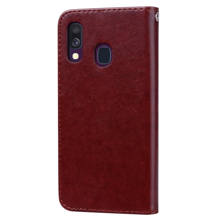 Rose Embossed Horizontal Flip PU Leather Case for Galaxy A40, with Holder & Card Slots & Wallet
