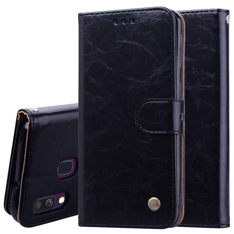 Business Style Oil Wax Texture Horizontal Flip Leather Case for Galaxy A40, with Holder & Card Slots & Wallet, For Galaxy A40