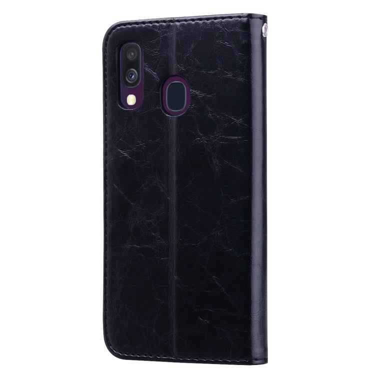 Business Style Oil Wax Texture Horizontal Flip Leather Case for Galaxy A40, with Holder & Card Slots & Wallet, For Galaxy A40