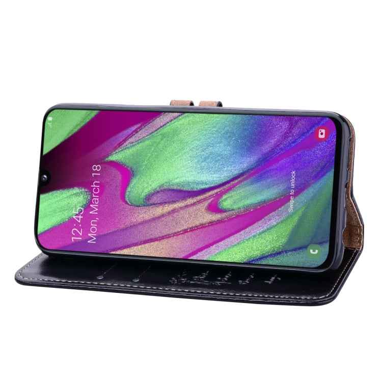 Business Style Oil Wax Texture Horizontal Flip Leather Case for Galaxy A40, with Holder & Card Slots & Wallet, For Galaxy A40