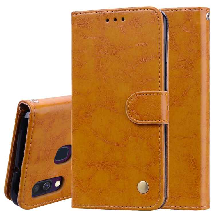 Business Style Oil Wax Texture Horizontal Flip Leather Case for Galaxy A40, with Holder & Card Slots & Wallet, For Galaxy A40