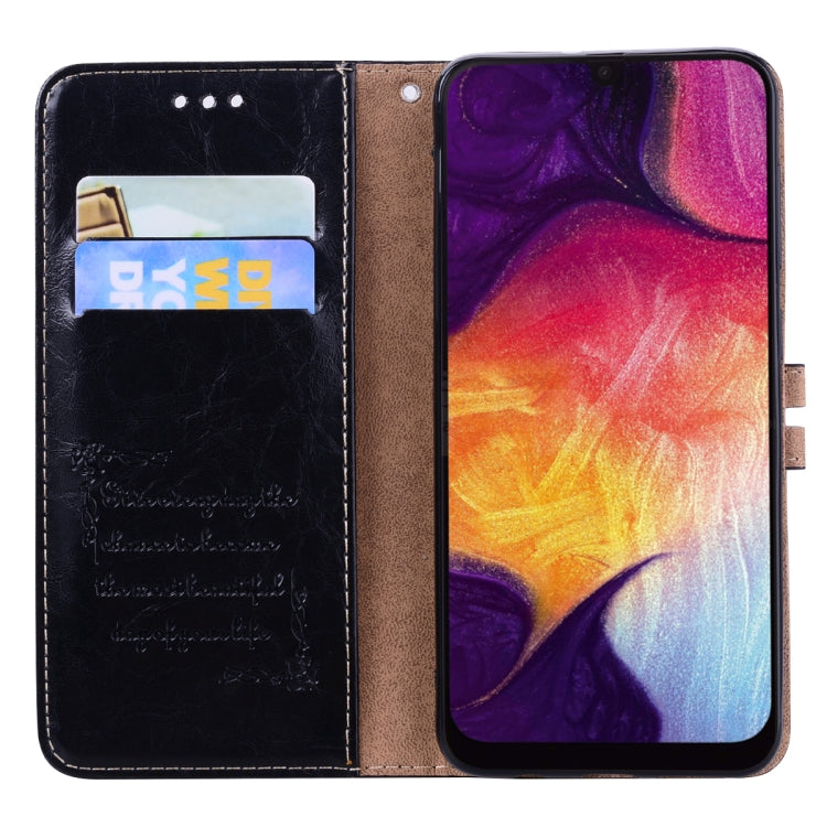 Business Style Oil Wax Texture Horizontal Flip Leather Case for Galaxy A50, with Holder & Card Slots & Wallet, For Galaxy A50