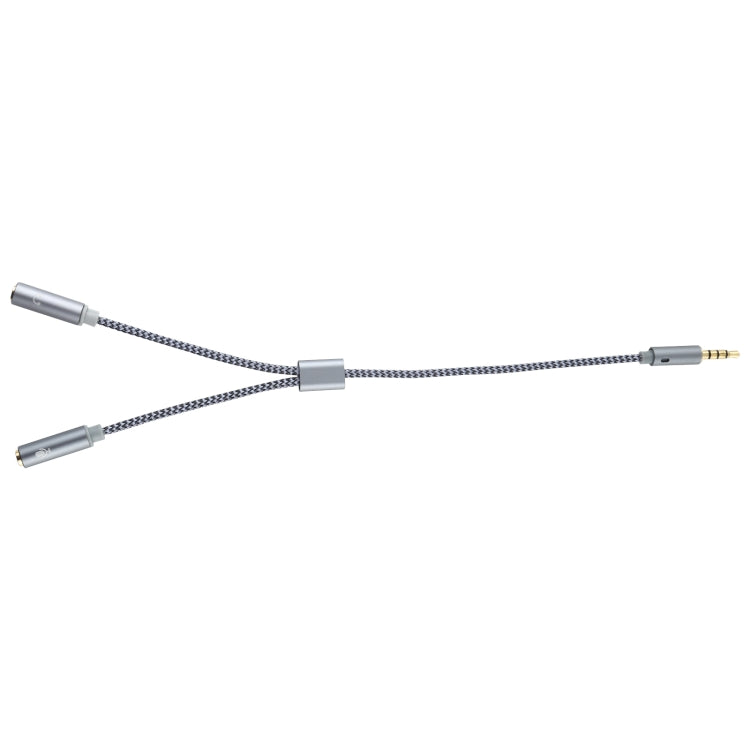HY191 2 in 1 3.5mm Male to Microphone + Audio Female Braided Audio Cable, Length: 26cm