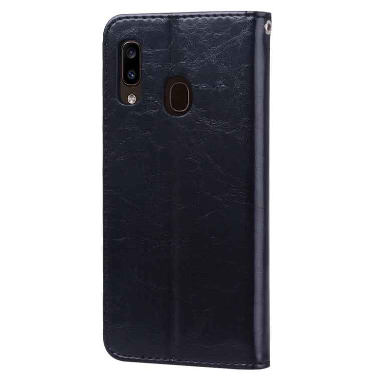 Business Style Oil Wax Texture Horizontal Flip Leather Case for Galaxy A20e, with Holder & Card Slots & Wallet