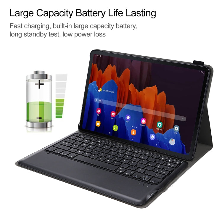 A970 Detachable Bluetooth Keyboard Ultrathin Horizontal Flip Leather Tablet Case for Samsung Galaxy Tab S7 FE T730 / T736 / S7+ T970 / T975 / T976, without Pen Slot