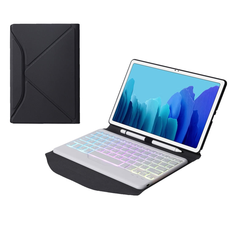 B500S Diamond Texture Triangle Back Holder Splittable Bluetooth Keyboard Leather Tablet Case with Backlight for Samsung Galaxy Tab A7 10.4 2020, B500S