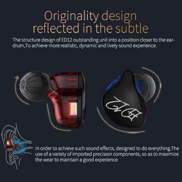 KZ ED12 Standard Version 3.5mm Jack Hanging Ear Sports In-Ear Wired Earphone, Cable Length: 1.2m