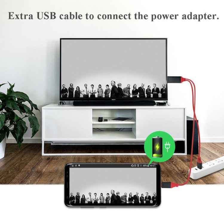 2 in 1 USB-C / Type-C + USB Power Supply Interface to 4K x 2K Ultra HD HDMI Video Cable, Length: 2m