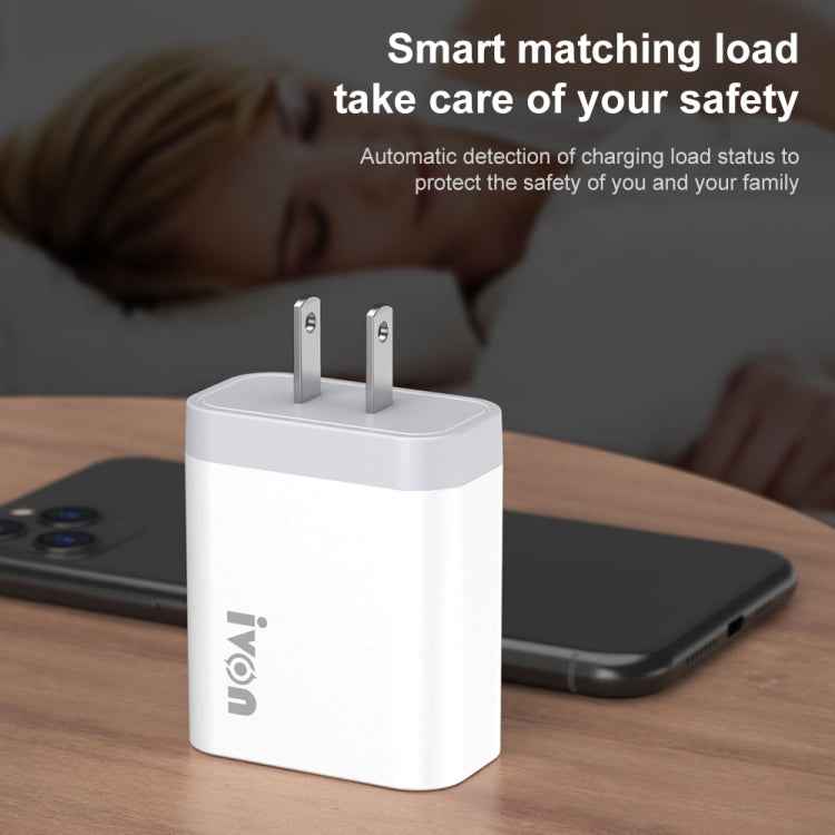 IVON AD37 5A QC 3.0 Three USB Port Travel Charger, US Plug