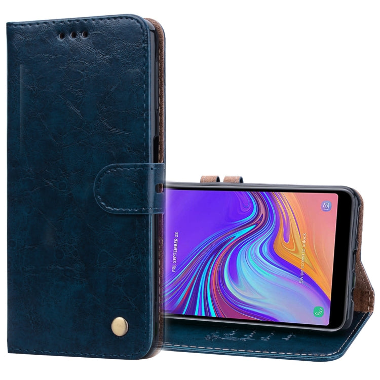 Business Style Oil Wax Texture Horizontal Flip Leather Case for Galaxy A7 (2018), with Holder & Card Slots & Wallet