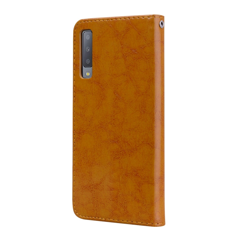 Business Style Oil Wax Texture Horizontal Flip Leather Case for Galaxy A7 (2018), with Holder & Card Slots & Wallet