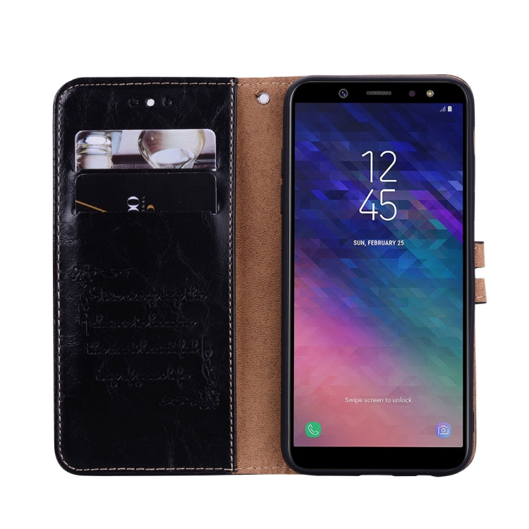 Business Style Oil Wax Texture Horizontal Flip Leather Case for Galaxy A6 (2018), with Holder & Card Slots & Wallet